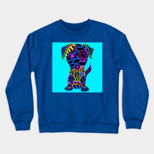 blue aztec dog in mandala pattern ecopop Crewneck Sweatshirt